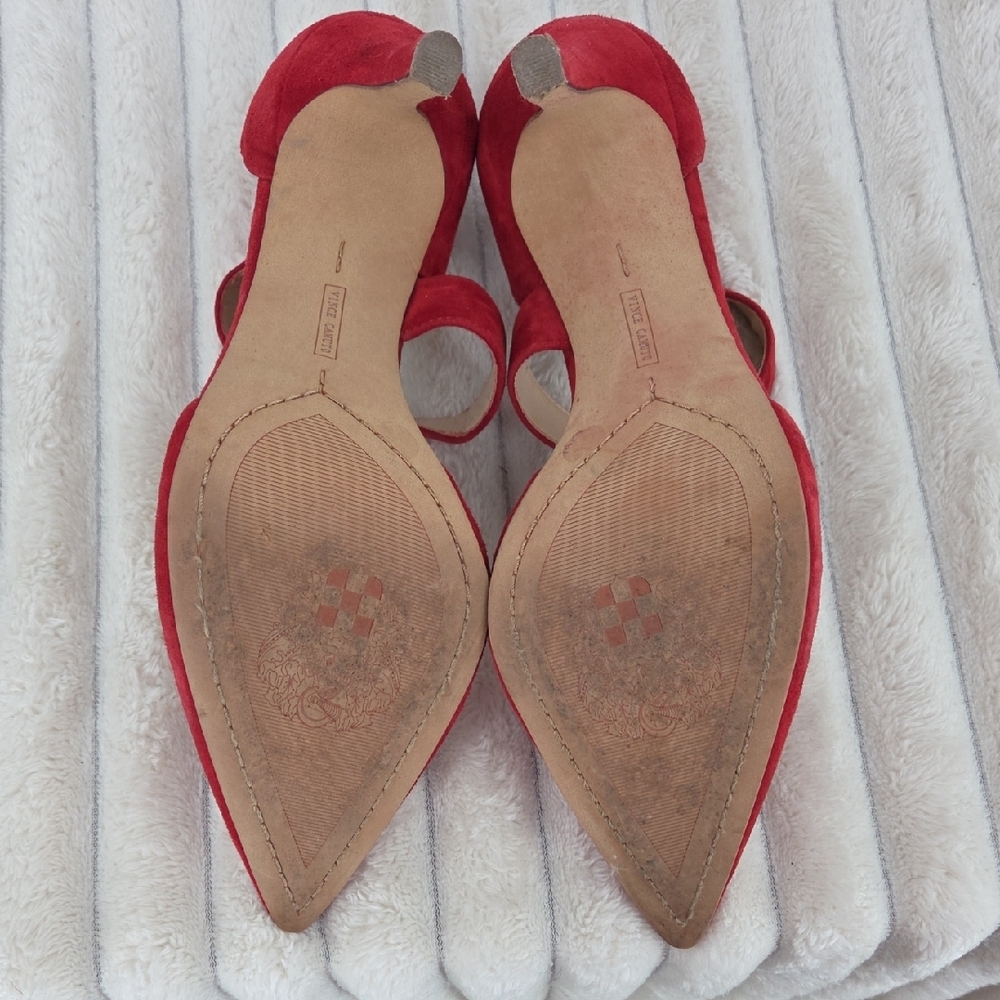 Vince Camuto Red Suede Heels - Picture 9 of 9